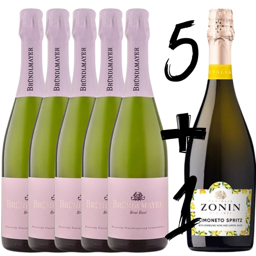 5+1 gratis BRÜNDLMAYER Brut Rosé Reserve + ZONIN Limoneto Spritz