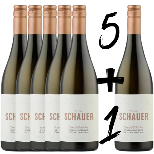 5+1 gratis SCHAUER Weissburgunder Sand & Schiefer